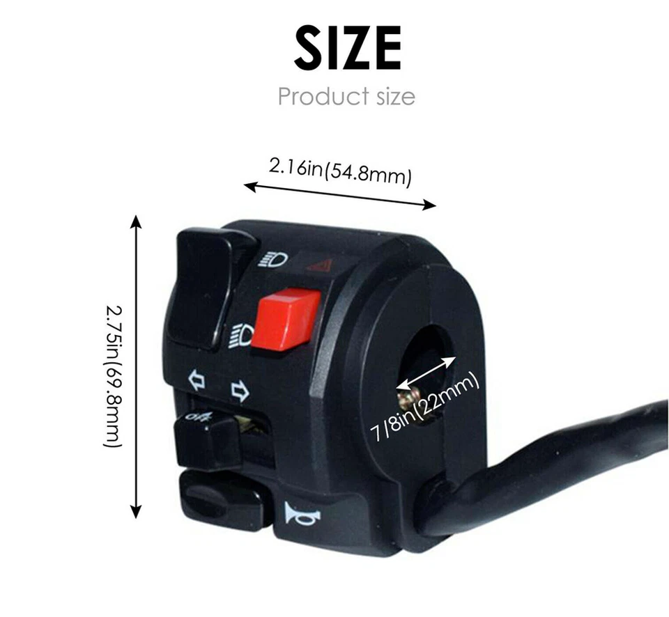 Переключатель джойстик поворотник кнопка гудок руль мотоцикла одинарный левый 7/8 дюйма - Изображение 4 из 4