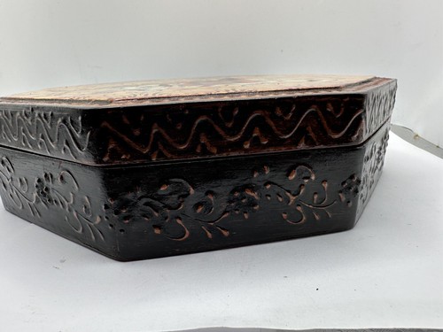 Wooden Hand Painted Masala Dabba Spice Box Indian Octagonal Trinket Box - Bild 10 von 14