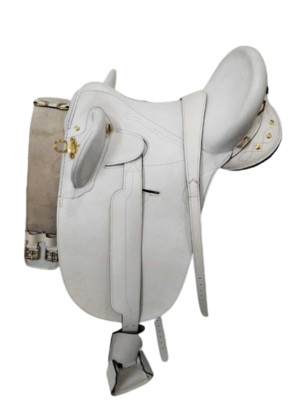 Australian Stock White Color Horse Saddle with Accessories without Horn.