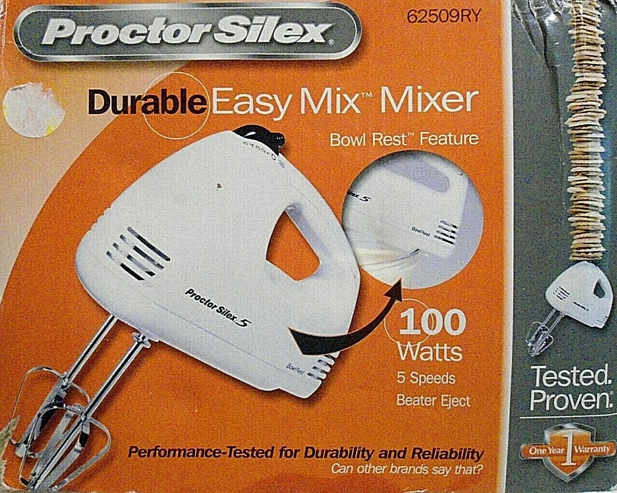 Proctor Silex 62509RY 5-Speed Hand Mixer, White