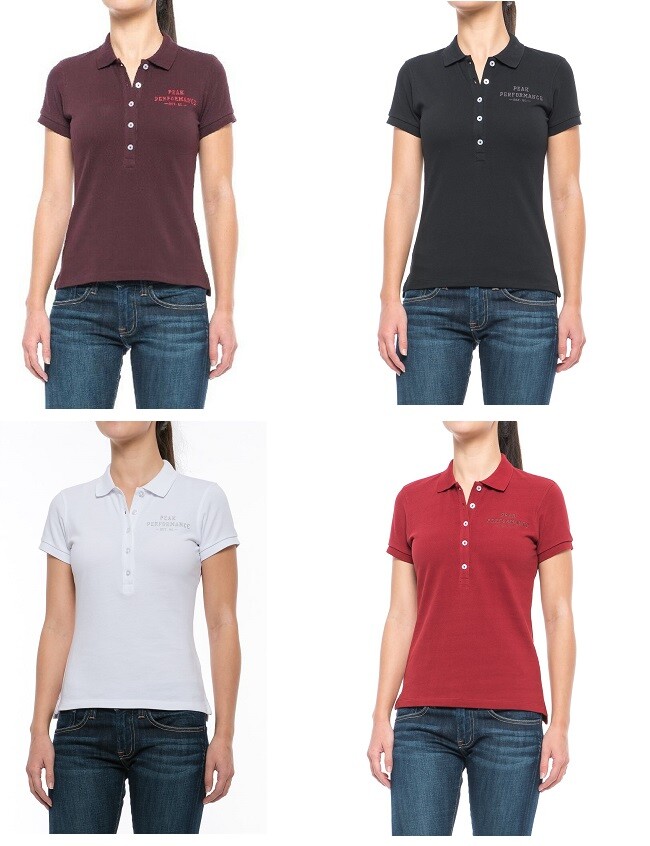 New $70 Peak Performance Women’s Pique Polo Shirt - Short Sleeve, 100% Cotton