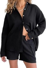 Famulily 100% Rayon/Cotton Two-Piece Women's Muslin Pyjamas Set Oversize 2XL