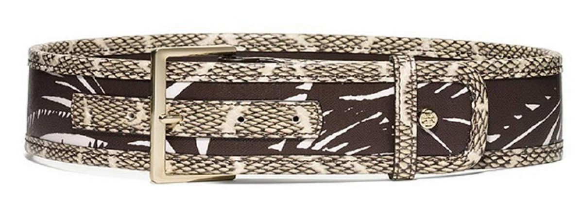 Tory Burch Womens Brown Safari Floral Mixed Square Buckle  display picture 1