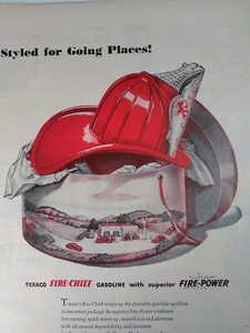 Texaco Print Ad Original Vtg 1946 Fire Chief Gasoline Service Station Havoline 