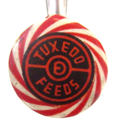 vintage TUXEDO FEEDS celluloid advertising pencil clip