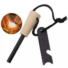 Ferrocerium Rod 5" Fire Starter w/ Handle and Steel Scraper Flint Striker