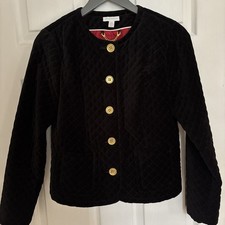 Charter Club Women  s Black Quilted Jacket /Gold Buttons Sz S