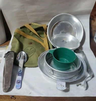 Vintage Palco 4 piece Camping Mess Kit Aluminum  Cooking Set - Free Shipping 