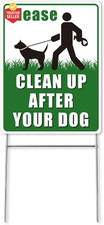 - No Dog Poop Signs for Yard, 12" X 9", Double Sided Clean up after Your Dog Sig