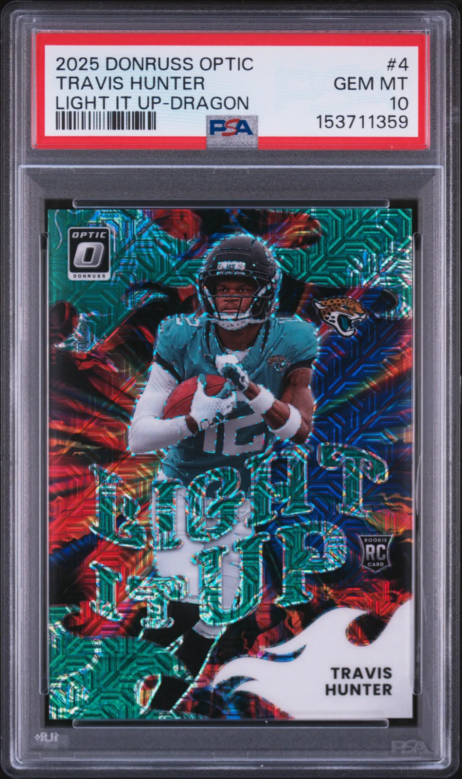 Travis Hunter Panini Donruss Optic Light It Up #4 Dragon