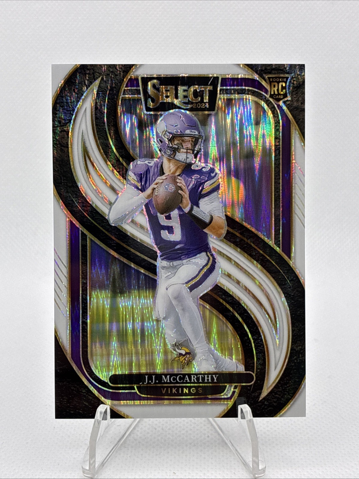 2024 Panini Select - Premier J.J. McCarthy #134 White Shock Prizm /199 (RC)