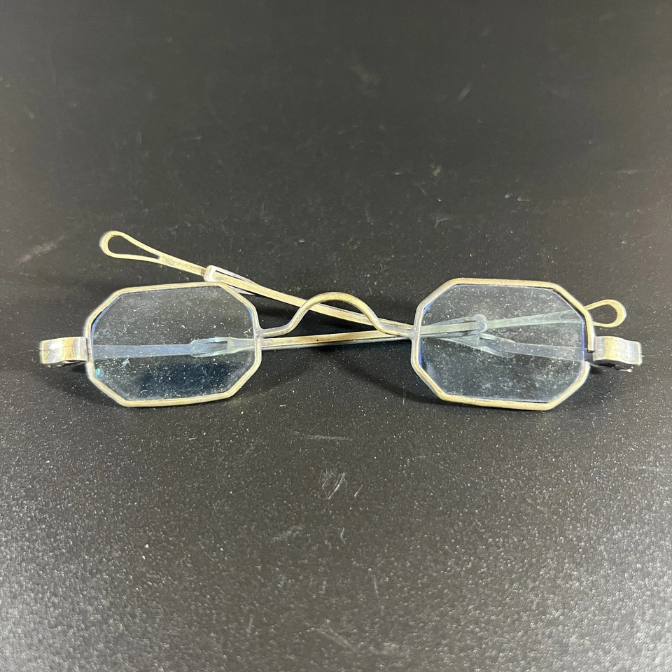 Gafas octágonas antiguas raras del siglo XIX con estuche - telescópicas - tinte azul Foto 2 de 4