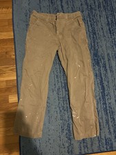 Carhartt Carpenter Pants Green Straight Leg Paint Splatter Workwear Men Sz 34x30