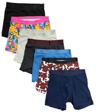 BB2606M NEW EXPRESS UNDERWEAR 154 LOT OF 7 STRETCH COTTON BOXER BRIEFS SZ M