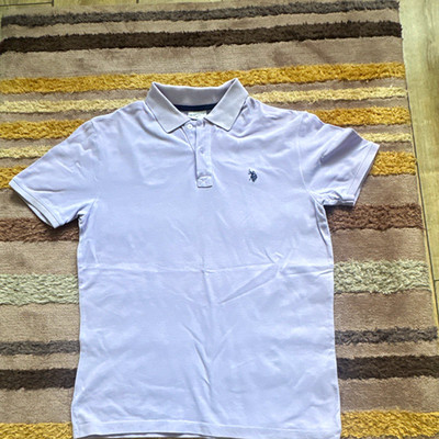 U.S. Polo Assn. Herren Polo Kurzarm Weiß Gr. M Piqué atmungsaktiv Logo
