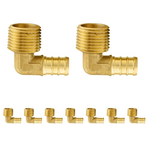 PEX Crimp Fitting 1/2" PEX x 1/2" Male NPT Elbow LeadFree Brass 5 Pack New