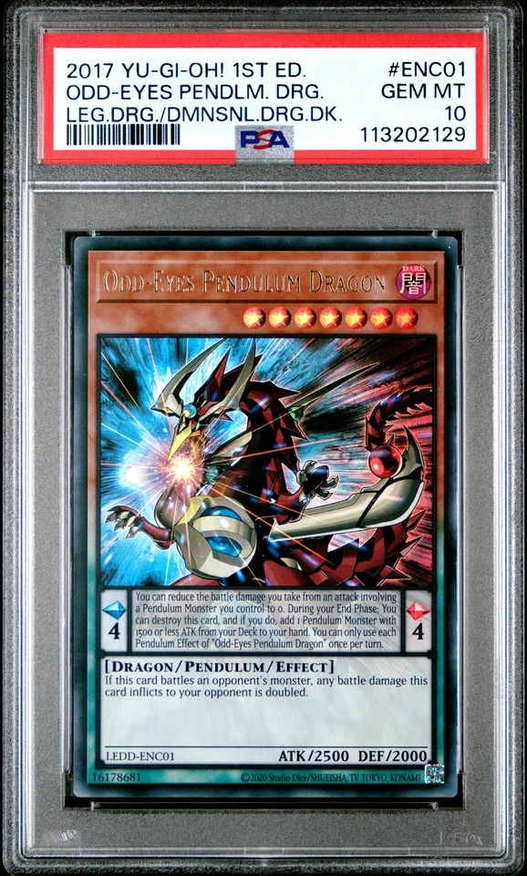 2017 Yu-Gi-oh! Odd-Eyes Pendulum Dragon (UR)  - LEDD-ENC01 - PSA 10 GEM MINT - Image 3 of 3