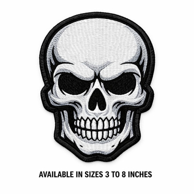 Classic Skull Embroidered Patch Gothic Biker Iron On Jacket Vest Hat 3 8 Inch