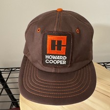 Sombrero de camionero vintage años 70 Crown HOWARD-COOPER semilla granja parche espuma marrón Snapback