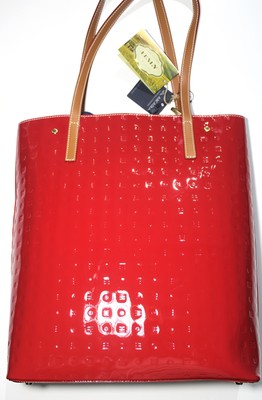  New ARCADIA Made In Italy Patent Genuine Durable Leather Unlined Red Tote Bag!
