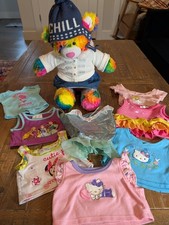Build A Bear Tie Dye Teddy Tropicolor Bright 18 Inch Plush with 8 Outfits 