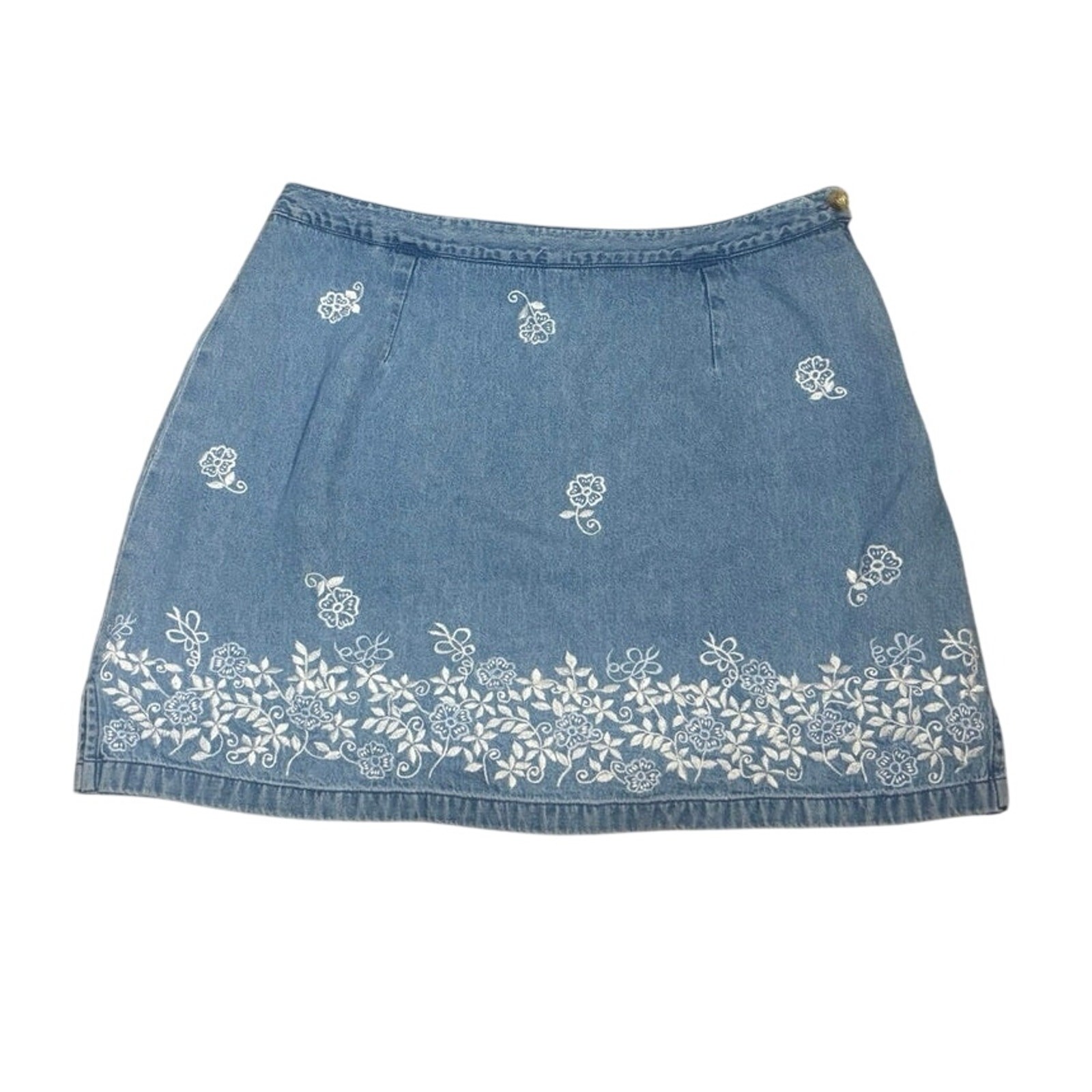Vintage Y2K L.A. Blues Denim Skort Floral Embroidery Mini Skirt 16W Plus