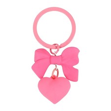 Cute Bow Heart Keychain for Women for Handbag Rose Red