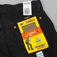 Wrangler Cowboy Cut Jeans Boys 14 Husky Black Denim Original Fit Pro Rodeo NWT