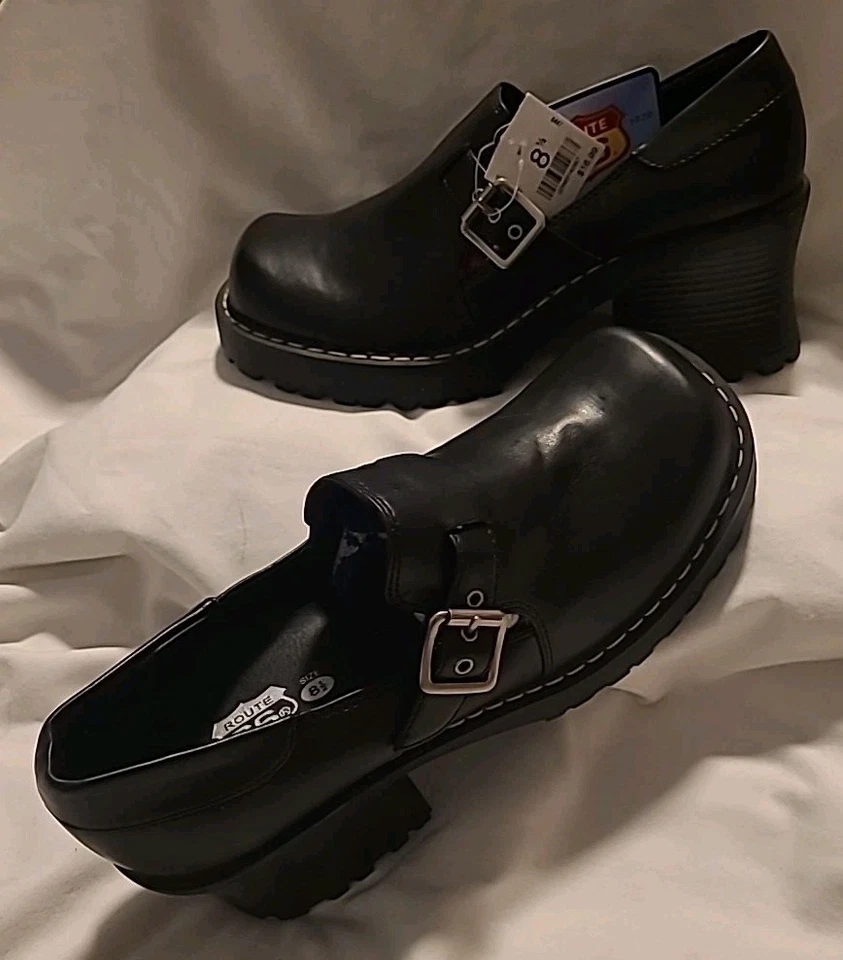 De Colección Y2K Bruja Núcleo Gótico Grueso Plataforma Mary Jane Negro Addams Zapatos Años 90 8.5 Foto 3 de 4