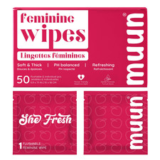 Feminine Wipes Flushable - 50 Counts Individual Vaginal Wipes Ph Balance, anti I