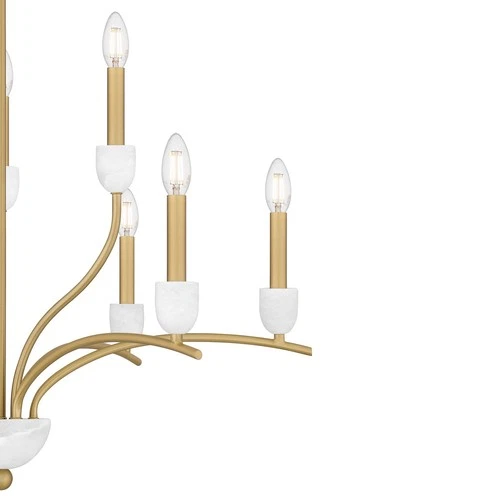Aged Brass Nine Light Chandelier from the Frida Collection - Picture 5 of 6