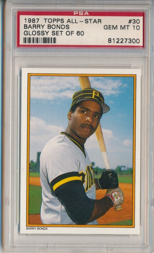 1987 Topps Glossy All-Star Barry Bonds Rookie RC #30 PSA 10 GEM MINT