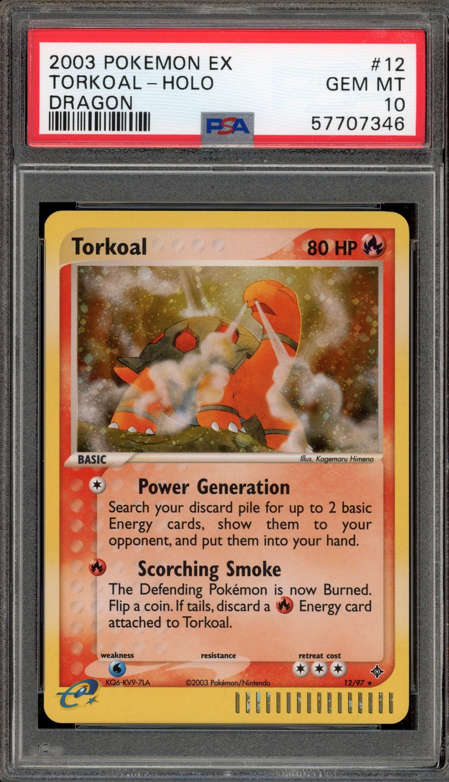Pokemon Torkoal EX Dragon Holo Rare #12 PSA 10 Gem Mint
