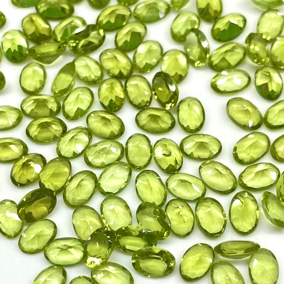 25 Stück Natürlich Peridot 6x4mm Oval Schnitt Locker Unbehandelt Edelsteine - Bild 4 von 4