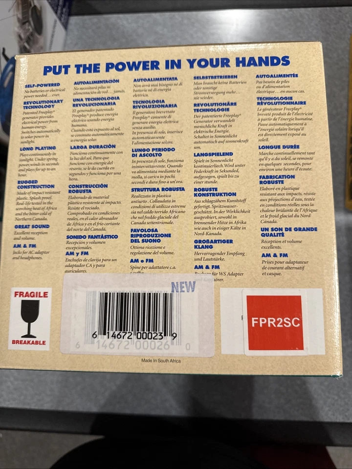 Freeplay Self Powered AM/FM Radio Solar Power Camping Wind Up Crank Clear Red - Image 4 of 4