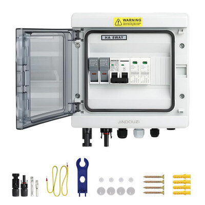 1 in 1 Out Solar Combiner Box,Pv Combiner Box with 20A PV Fuse,Dc 20A Circuit Br