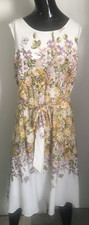 NWT Lane Bryant Size 22 100% Polyester Floral Garden Sleeveless Belted Dress