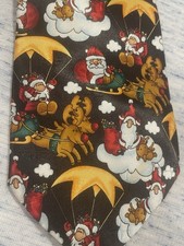 Rene Chagal Handmade SANTA CLAUS Hang Glider Reindeer Rudolph  Tie ❤️blt15m23