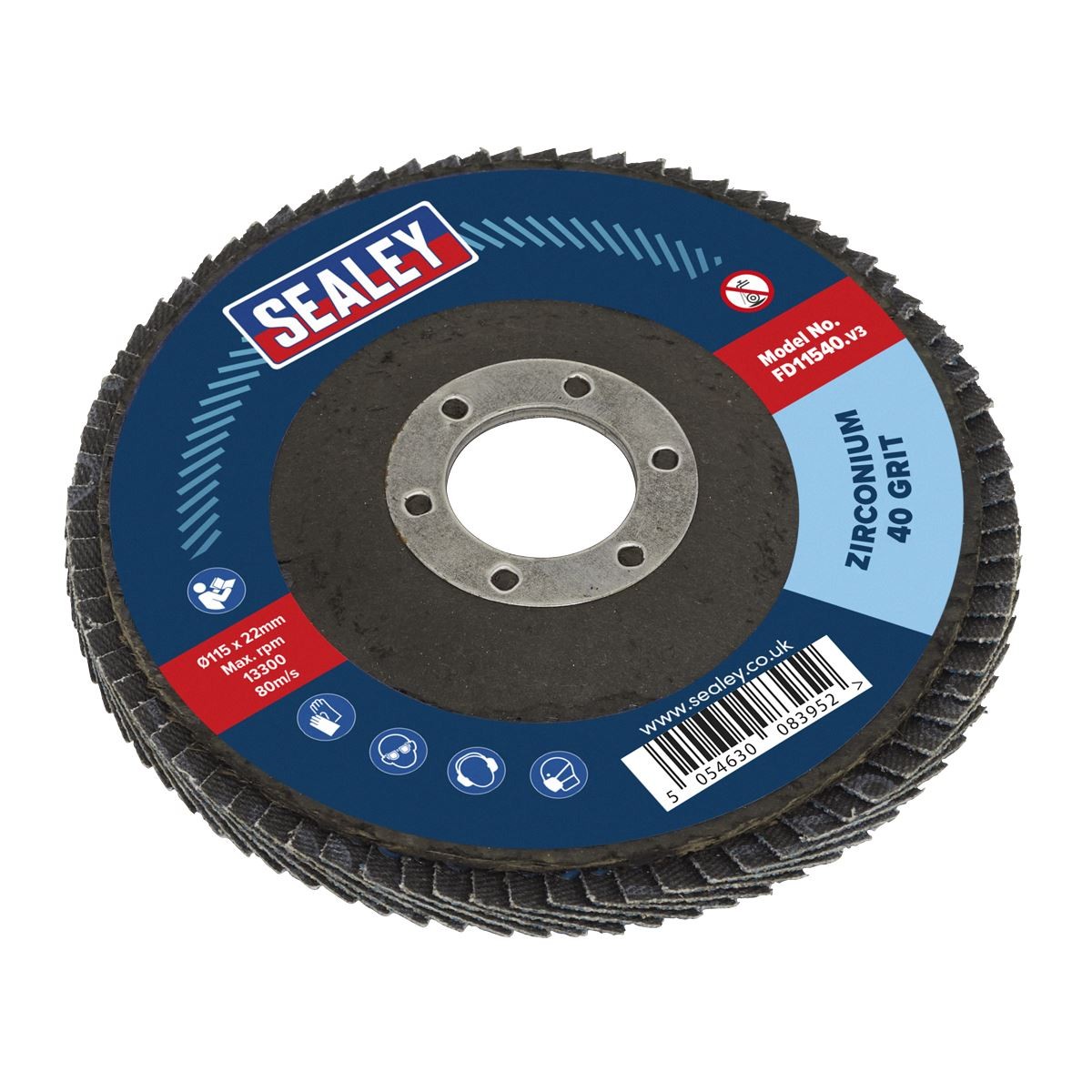 Sealey Flap Disc Zirconium �115mm �22mm Bore 40Grit FD11540