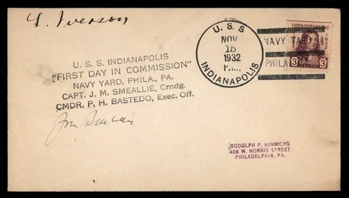 Mayfairstamps US Naval 1932 USS Indianapolis First Day Commission Cover aaw_5426