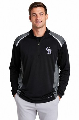 Majestic Colorado Rockies Cool Base Quarter Zip Pullover Jacket Black Gray XL