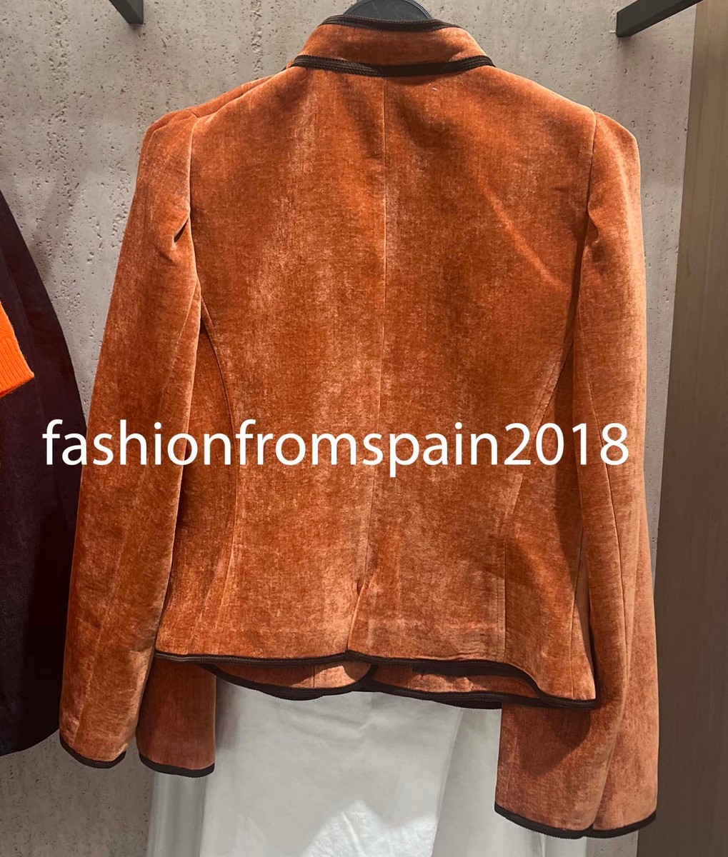 ZARA NEW WOMAN CONTRASTING TRIM BLAZER JACKET BURNT ORANGE XS-XL