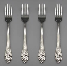 Oneida Stainless Flatware AMARYLLIS Dinner Forks - Set of Four * USA