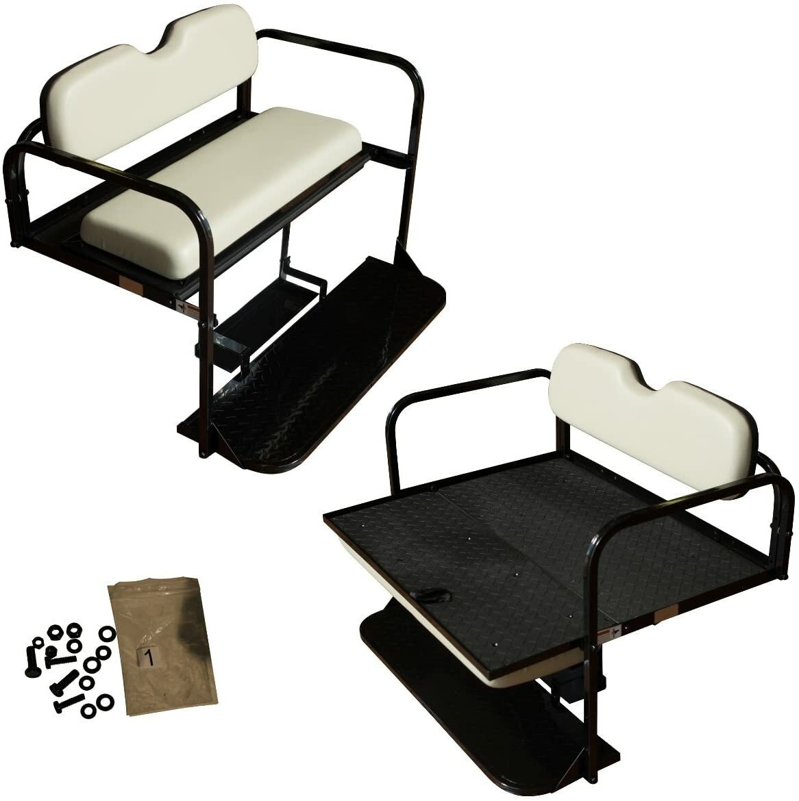 Cart Flip Folding Rear Back Seat Kit - Stone