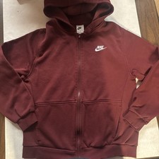 NIKE Youth Maroon Full Zip Hoodie Sweatshirt Swoosh Logo Size XL