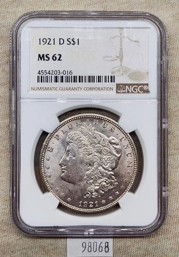WPCoins ~ 1921-D NGC Morgan Dollar MS-62