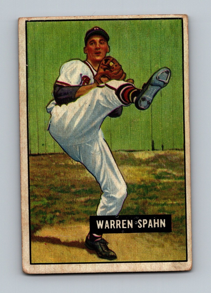遊*人様 POWELL パウエル　Hanes 当時　ZORLAC santa c 1951 Bowman #134 Warren Spahn LOW GRADE Vintage HOF Baseball Card