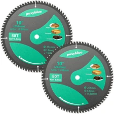 2 Pack 10 Inch 80T Circular Saw Blade with 5/8" Arbor, TCT Trim Saw Blade for Wo