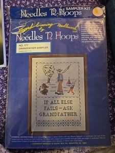 Vintage Needles N Hoops Printed Cross Stitch Kit 177 Grandfather Sampler