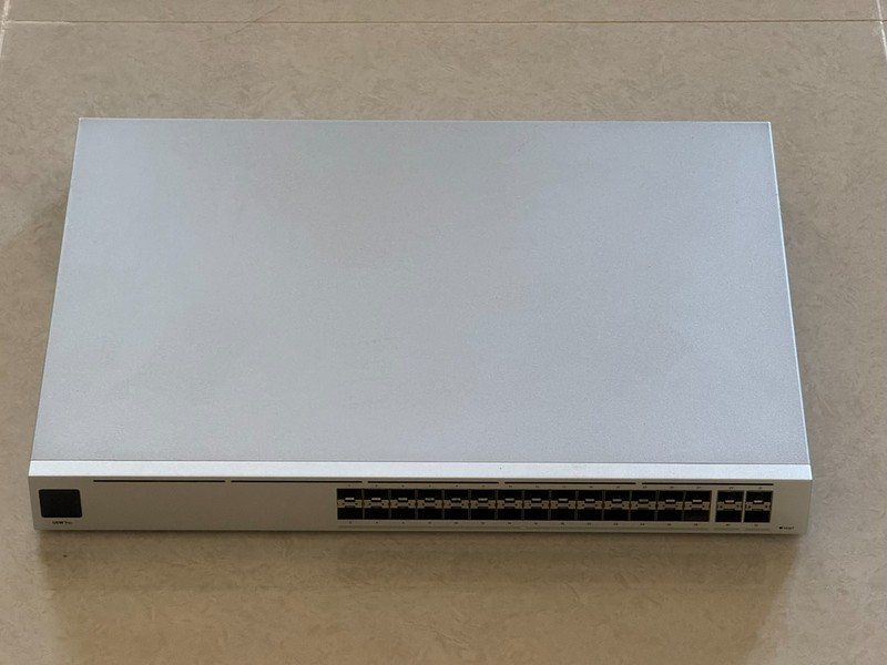28 Port Ubiquiti USW-PRO-AGGREGATION Fiber Switch. 24 x SFP+ ports, and 4xSFP28